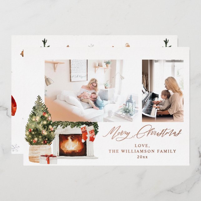 Fireplace Stockings & Christmas Tree Photo  (Front/Back)