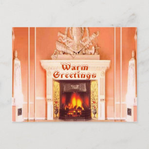 Fireplace Warm Greetings Postcard