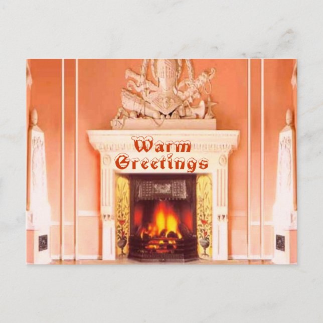 Fireplace Warm Greetings Postcard (Front)