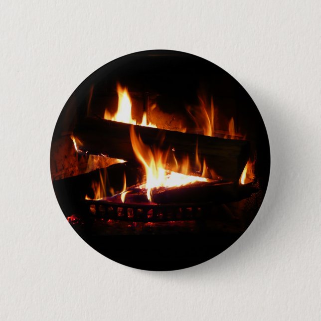 Fireplace Warm Winter Scene Photography 2 Inch Round Button (Front)
