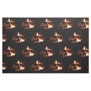 Fireplace Warm Winter Scene Photography Fabric