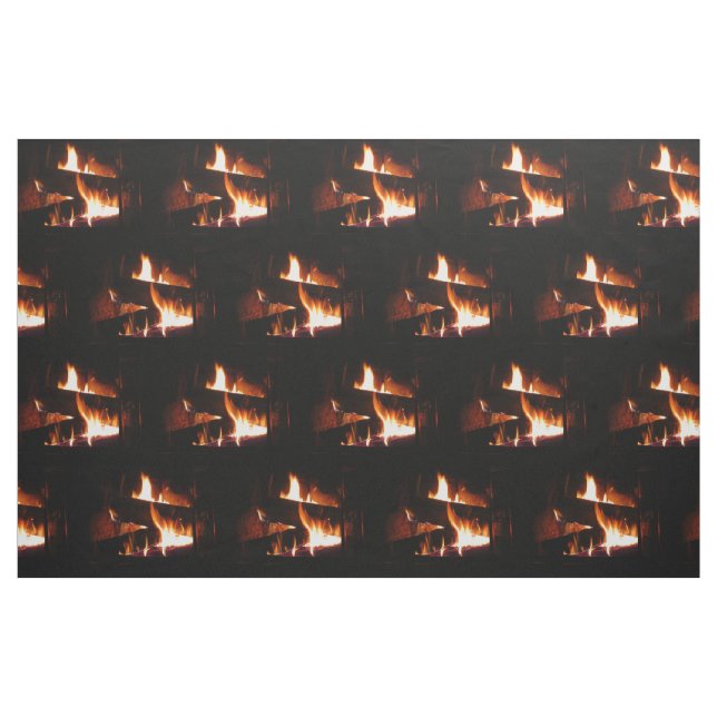 Fireplace Warm Winter Scene Photography Fabric (Fat Quarter)