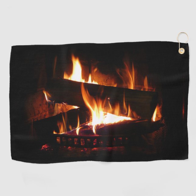 Fireplace Warm Winter Scene Photography Golf Towel (Horizontal)