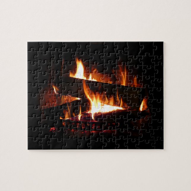 Fireplace Warm Winter Scene Photography Jigsaw Puzzle (Horizontal)