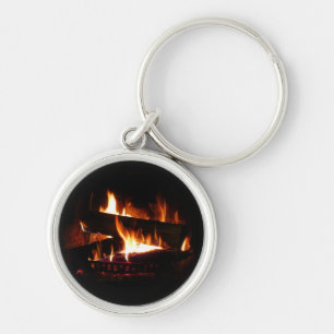 Fireplace Warm Winter Scene Photography Keychain