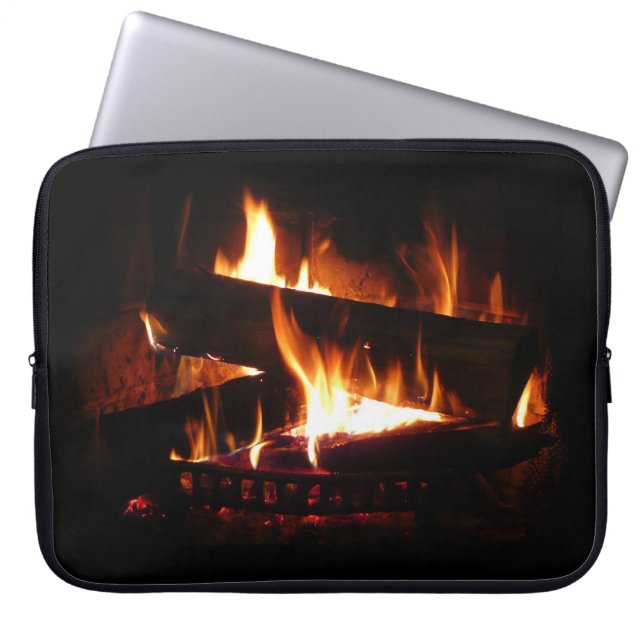 Fireplace Warm Winter Scene Photography Laptop Sleeve (Front)