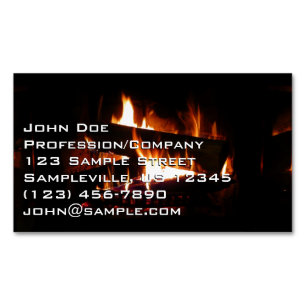 Fireplace Warm Winter Scene Photography Magnetic Business Card