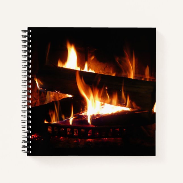 Fireplace Warm Winter Scene Photography Notebook (Front)