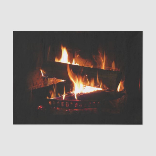 Fireplace Warm Winter Scene Photography Tissue Paper (Front)