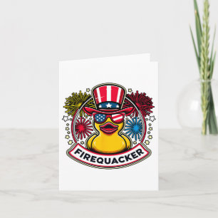 Firequacker 4th Of July Rubber Duck Usa Flag Card