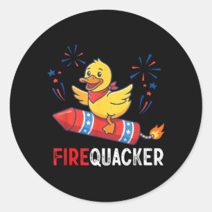 Firequacker Duck Fireer Funny 4th Of July Classic Round Sticker