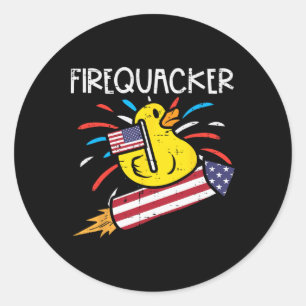 Firequacker Duck On Firecracker Funny 4th Of July Classic Round Sticker