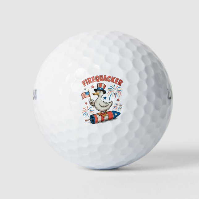 Firequacker Patriotic Duck 4th Of July 250th Golf Balls (Front)