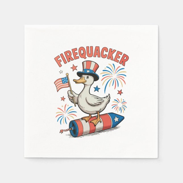 Firequacker Patriotic Duck 4th Of July 250th Napkin (Front)