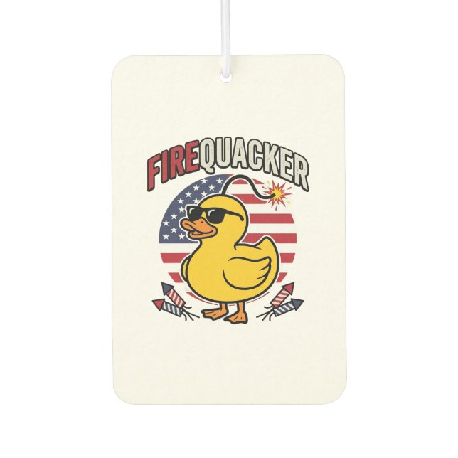 Firequacker Patriotic Duck Fireworks Vector Design Air Freshener (Front)