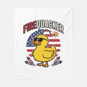 Firequacker Patriotic Duck Fireworks Vector Design Fleece Blanket
