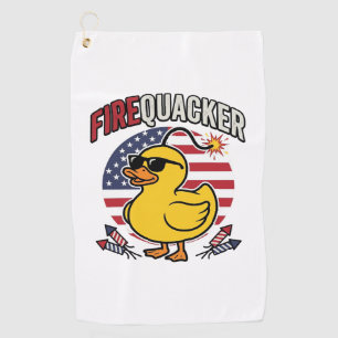 Firequacker Patriotic Duck Fireworks Vector Design Golf Towel