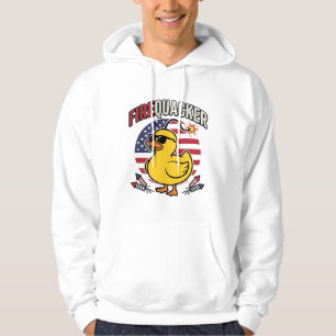 Firequacker Patriotic Duck Fireworks Vector Design Hoodie