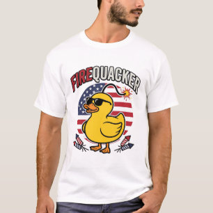 Firequacker Patriotic Duck Fireworks Vector Design T-Shirt