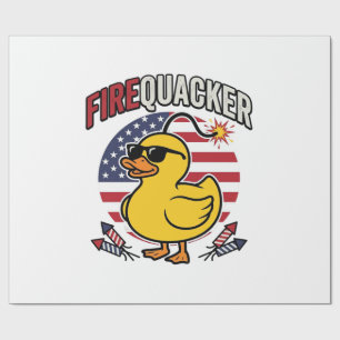 Firequacker Patriotic Duck Fireworks Vector Design Wrapping Paper