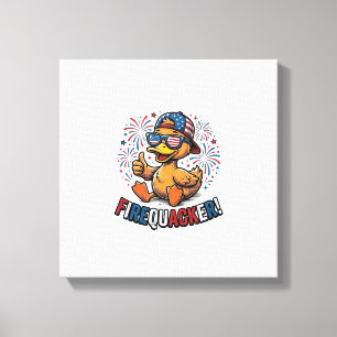 Firequacker Patriotic Duck Vintage Shirt Design_1 Canvas Print