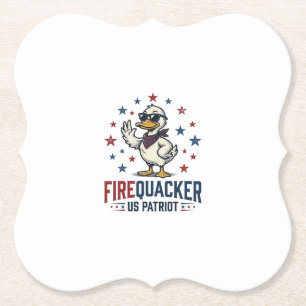 Firequacker Patriotic Duck Vintage Shirt Design_1 Paper Coaster