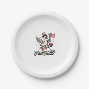 FireQuacker Patriotic Goose Vintage 4th of July De Paper Plate
