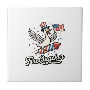 FireQuacker Patriotic Goose Vintage 4th of July De Tile