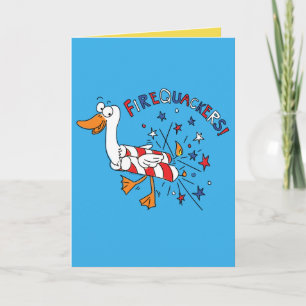 Firequackers 4th of July Duck Funny Greeting Card