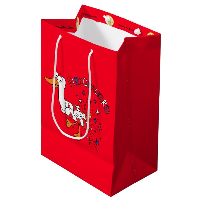 Firequackers 4th of July Duck Gift Bag (Front Angled)