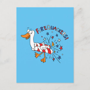 Firequackers 4th of July Duck Postcard