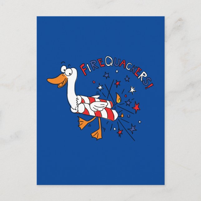 Firequackers 4th of July Duck Postcard (Front)