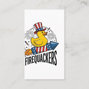 Firequackers Patriotic Duck Firework Shirt Design_ Business Card