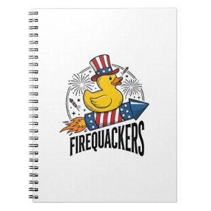 Firequackers Patriotic Duck Firework Shirt Design_ Notebook