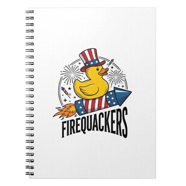 Firequackers Patriotic Duck Firework Shirt Design_ Notebook (Front)