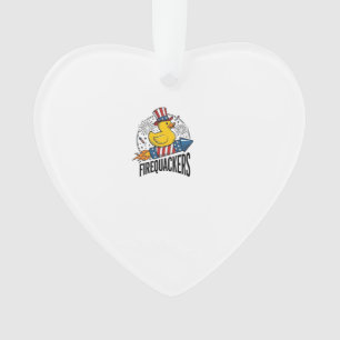 Firequackers Patriotic Duck Firework Shirt Design_ Ornament