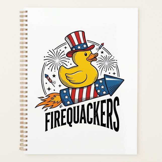 Firequackers Patriotic Duck Firework Shirt Design_ Planner (Front)