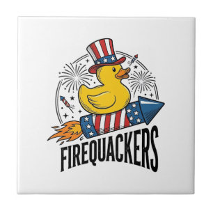 Firequackers Patriotic Duck Firework Shirt Design_ Tile