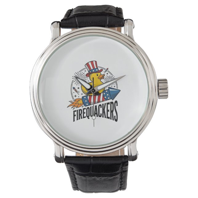 Firequackers Patriotic Duck Firework Shirt Design_ Watch (Front)
