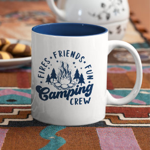 Fires Friends Fun Camping Crew Funny Camper Two-Tone Coffee Mug