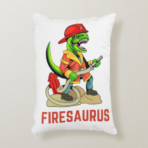 Firesaurus Firefighter Dinosaur Fireman T Rex  Accent Pillow