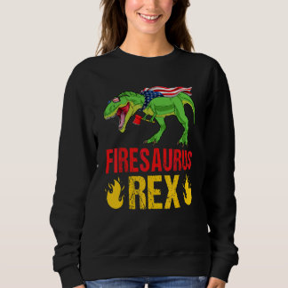 Firesaurus Rex Dinosaurs Vintage Firefighter Firem Sweatshirt