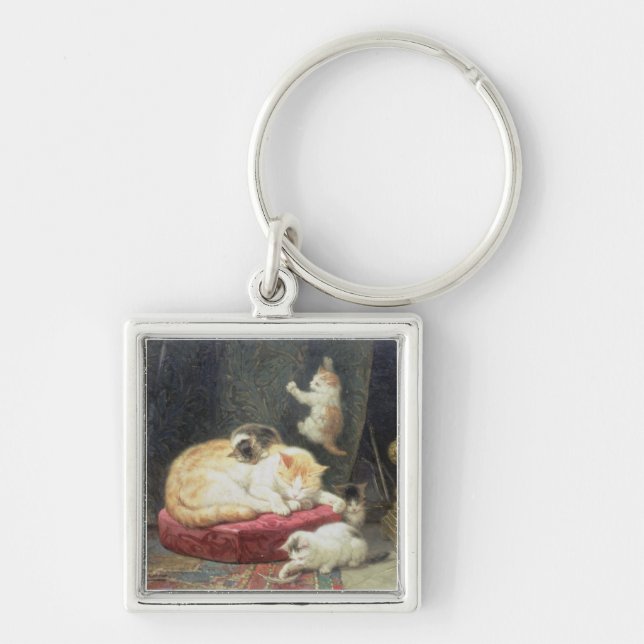 Fireside Bliss (oil on panel) Keychain (Front)