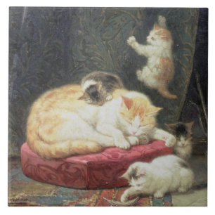 Fireside Bliss (oil on panel) Tile