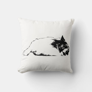 Fireside Nap, Corgi In Ink Throw Pillow