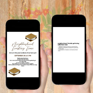 Fireside S'Mores Gathering Digital Download Invitation