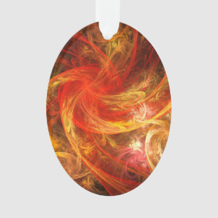 Firestorm Modern Abstract Art Red Gold Energy Ornament