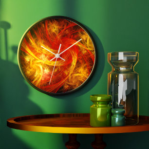Firestorm Nova Abstract Art Round Large Clock