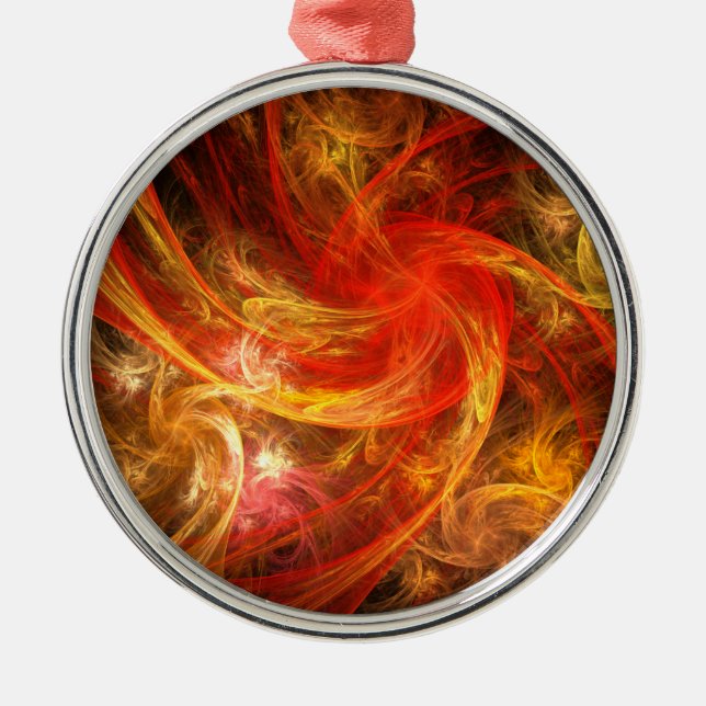 Firestorm Nova Abstract Art Round Metal Ornament (Front)
