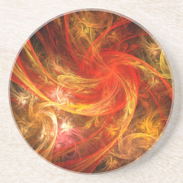 Firestorm Nova Abstract Art Sandstone Coaster (Front)